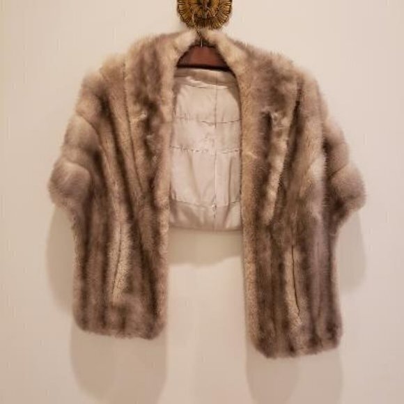 Silver Gray Genuine Vintage Mink Stole